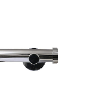 Renaissance Contract 28 eyelet curtain pole set in Polished Silver with Contemporary brackets and End Cap finials (supplied without rings)