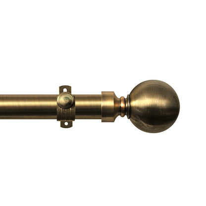 Renaissance Contract 28 eyelet curtain pole set in Antique Brass with Adjustable K brackets and Ball finials (supplied without rings)
