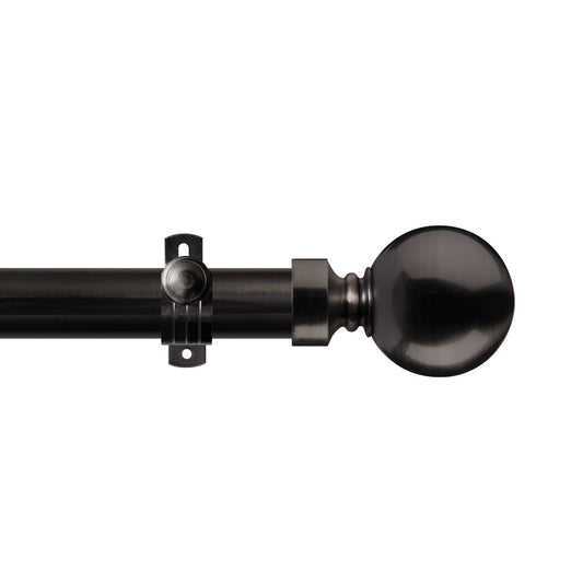 Renaissance Contract 28 eyelet curtain pole set in Black Nickel with Adjustable K brackets and Ball finials (supplied without rings)