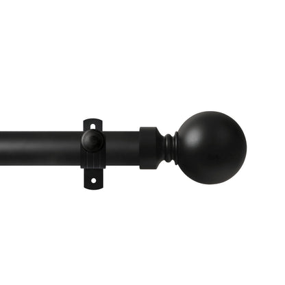 Renaissance Contract 28 eyelet curtain pole set in Matt Black with Adjustable K brackets and Ball finials (supplied without rings)
