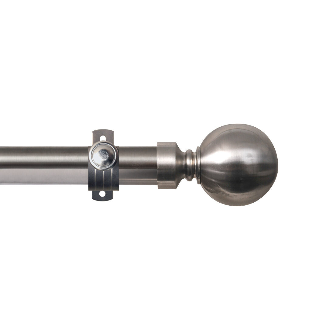 Renaissance Contract 28 eyelet curtain pole set in Brushed Nickel with Adjustable K brackets and Ball finials (supplied without rings)