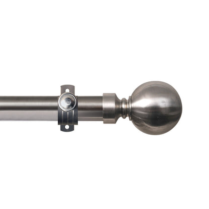 Renaissance Contract 28 eyelet curtain pole set in Brushed Nickel with Adjustable K brackets and Ball finials (supplied without rings)