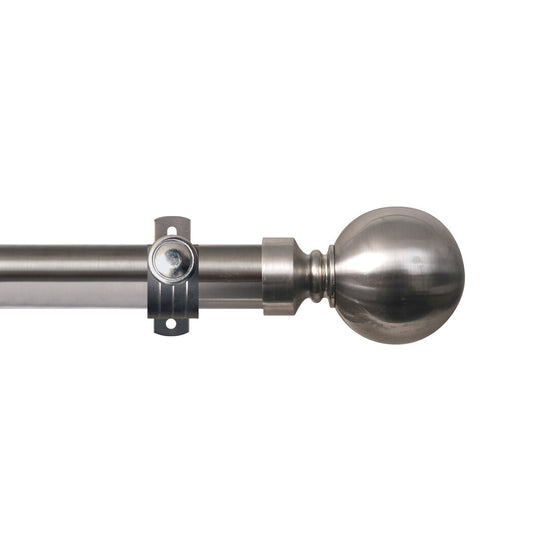 Renaissance Contract 28 eyelet curtain pole set in Brushed Nickel with Adjustable K brackets and Ball finials (supplied without rings)