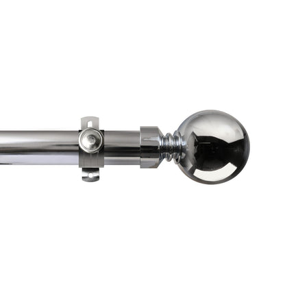 Renaissance Contract 28 eyelet curtain pole set in Polished Silver with Adjustable K brackets and Ball finials (supplied without rings)