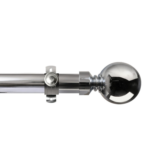 Renaissance Contract 28 eyelet curtain pole set in Polished Silver with Adjustable K brackets and Ball finials (supplied without rings)