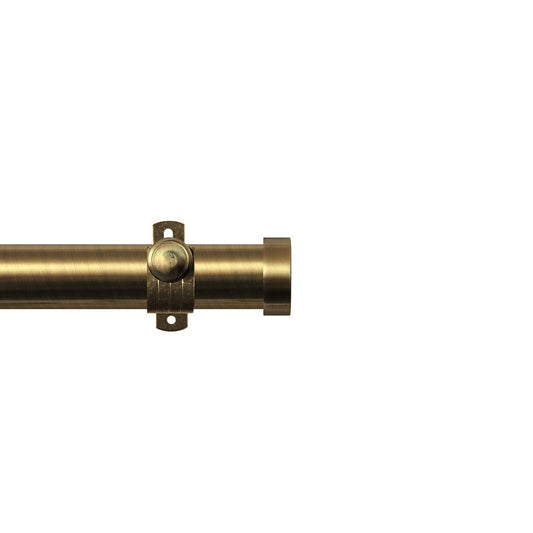 Renaissance Contract 28 eyelet curtain pole set in Antique Brass with Adjustable K brackets and End Cap finials (supplied without rings)