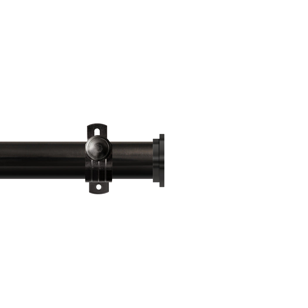 Renaissance Contract 28 eyelet curtain pole set in Black Nickel with Adjustable K brackets and End Cap finials (supplied without rings)