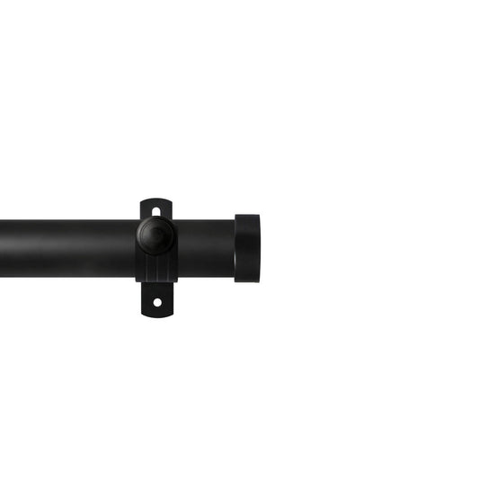 Renaissance Contract 28 eyelet curtain pole set in Matt Black with Adjustable K brackets and End Cap finials (supplied without rings)