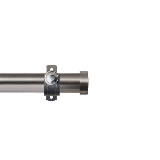 Renaissance Contract 28 eyelet curtain pole set in Brushed Nickel with Adjustable K brackets and End Cap finials (supplied without rings)