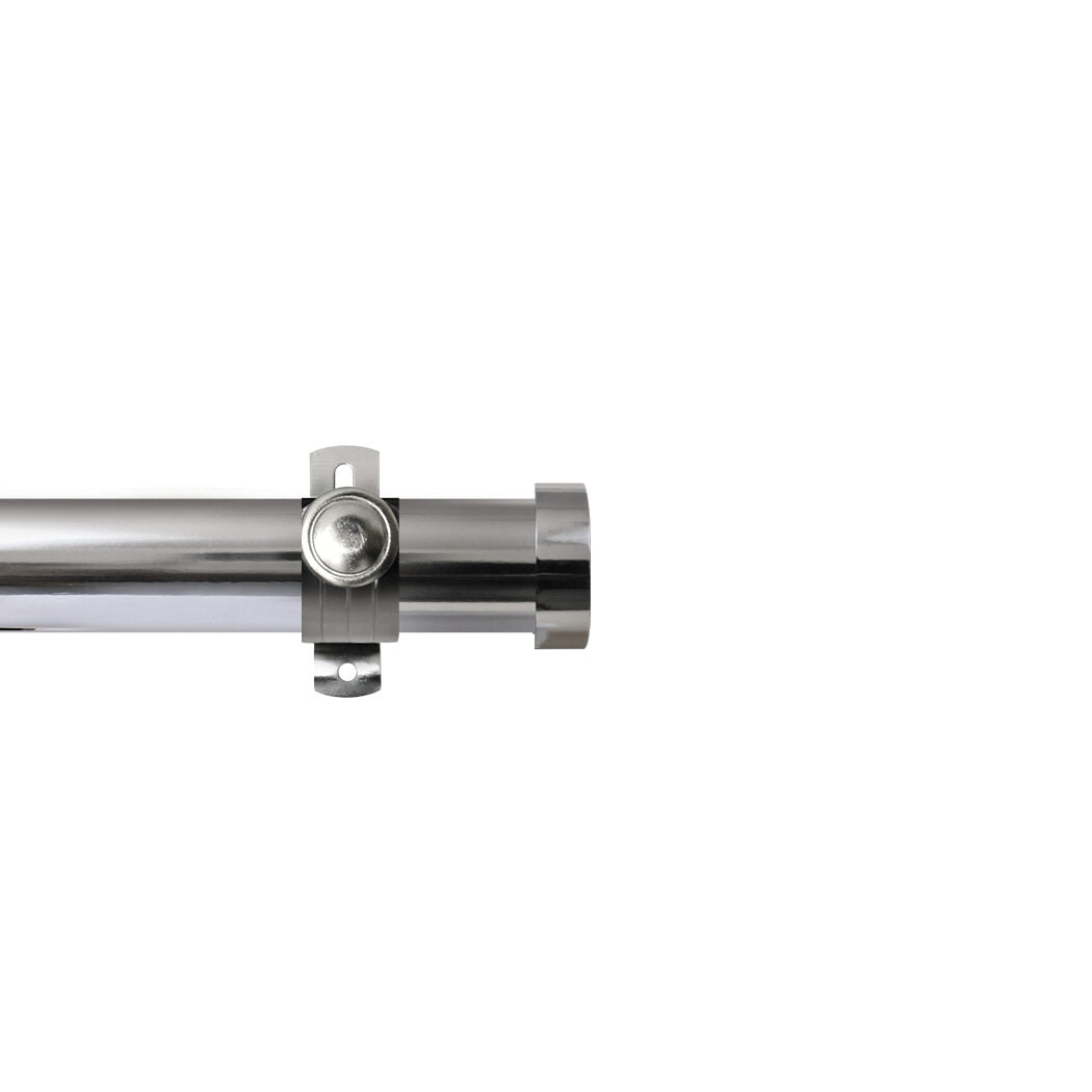 Renaissance Contract 28 eyelet curtain pole set in Polished Silver with Adjustable K brackets and End Cap finials (supplied without rings)