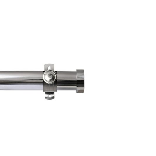 Renaissance Contract 28 eyelet curtain pole set in Polished Silver with Adjustable K brackets and End Cap finials (supplied without rings)