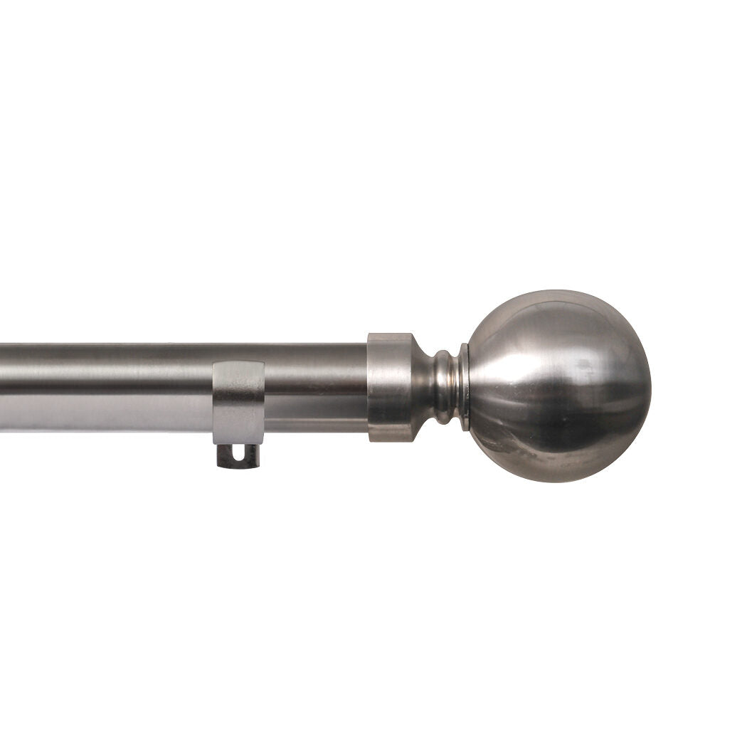 Renaissance Contract 28 eyelet curtain pole set in Brushed Nickel with Long L brackets and Ball finials (supplied without rings)