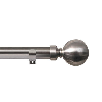 Renaissance Contract 28 eyelet curtain pole set in Brushed Nickel with Long L brackets and Ball finials (supplied without rings)