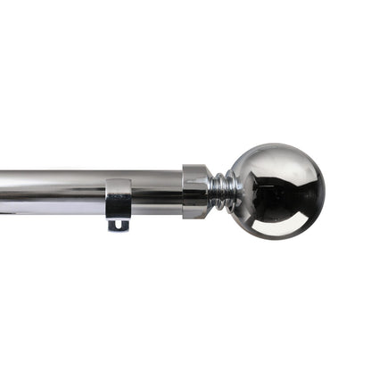 Renaissance Contract 28 eyelet curtain pole set in Polished Silver with Long L brackets and Ball finials (supplied without rings)