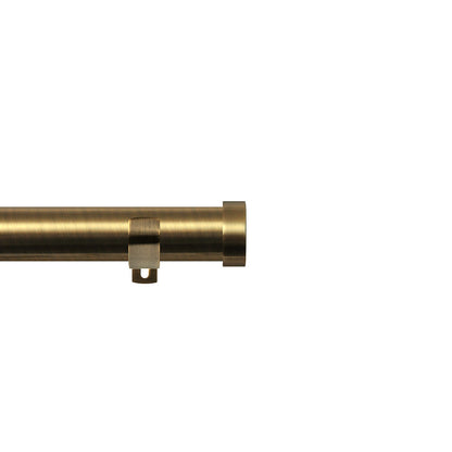 Renaissance Contract 28 eyelet curtain pole set in Antique Brass with Long L brackets and End Cap finials (supplied without rings)