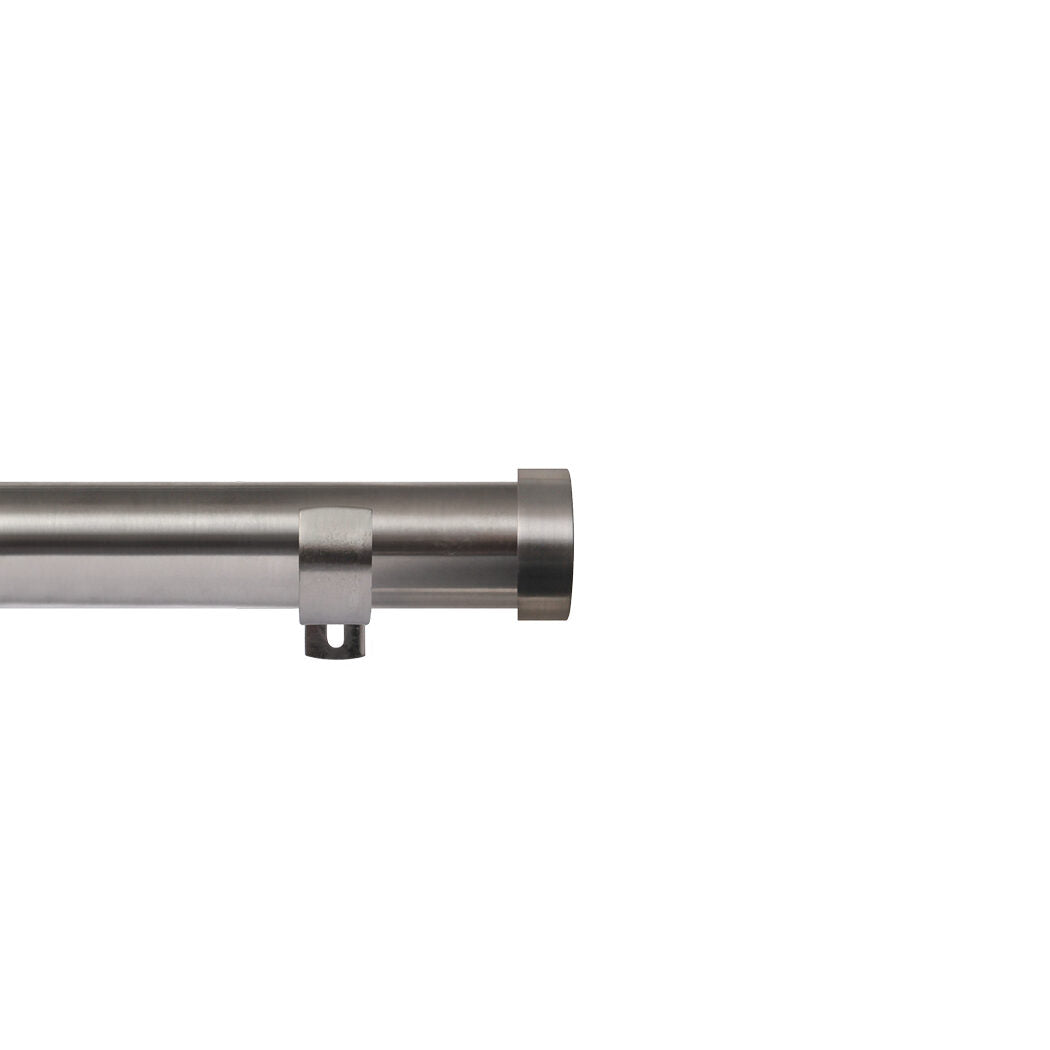 Renaissance Contract 28 eyelet curtain pole set in Brushed Nickel with Long L brackets and End Cap finials (supplied without rings)