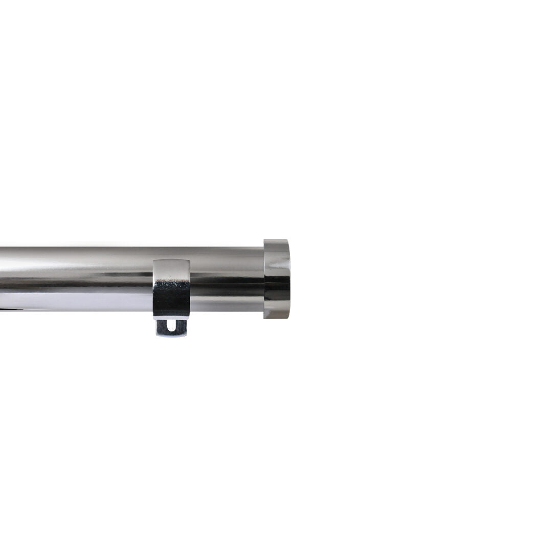 Renaissance Contract 28 eyelet curtain pole set in Polished Silver with Long L brackets and End Cap finials (supplied without rings)