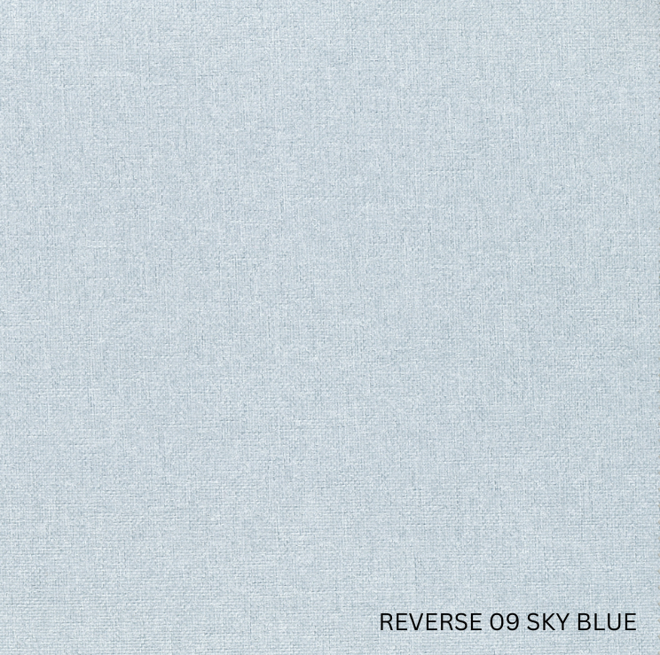 Sekers Lunar Duck Egg & Sky Blue fire retardant blackout, reverse face