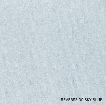 Sekers Lunar Duck Egg & Sky Blue fire retardant blackout, reverse face