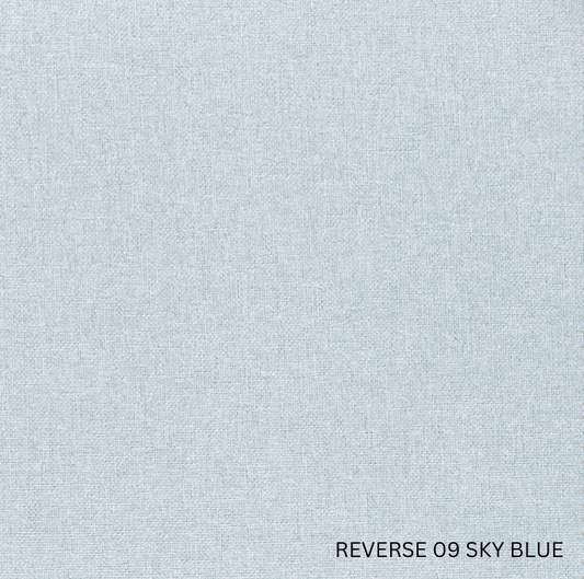 Sekers Lunar Duck Egg & Sky Blue fire retardant blackout, reverse face
