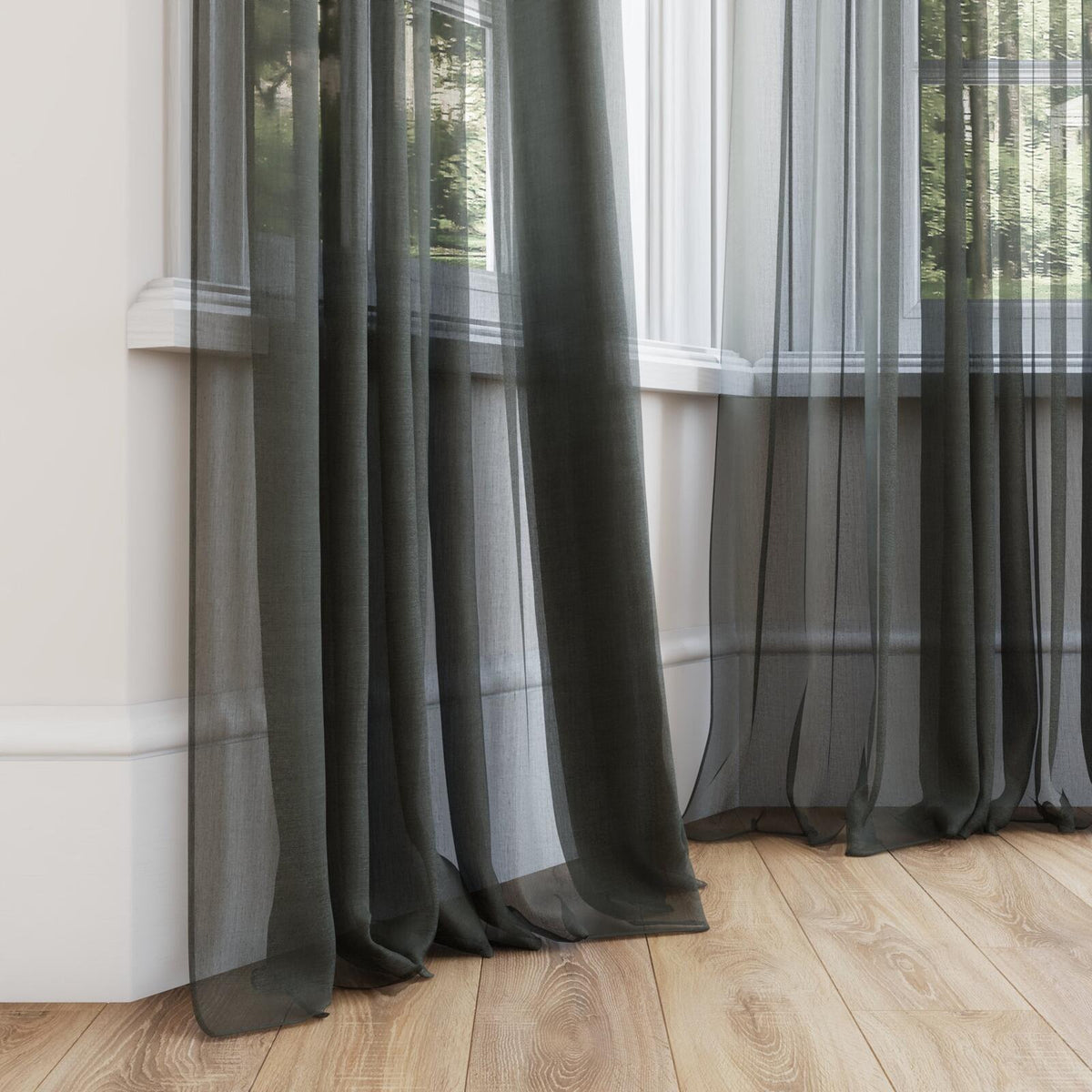 Sekers Zonda Graphite fire retardant curtain fabric, view 3