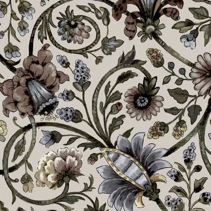 Mallion & Knowles Baroda Coffee/Cream Fire Retardant Curtains texture detail