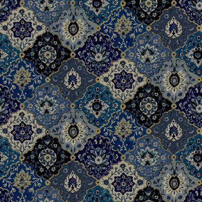Mallion & Knowles Kashmir Navy/Cobalt Fire Retardant Curtains