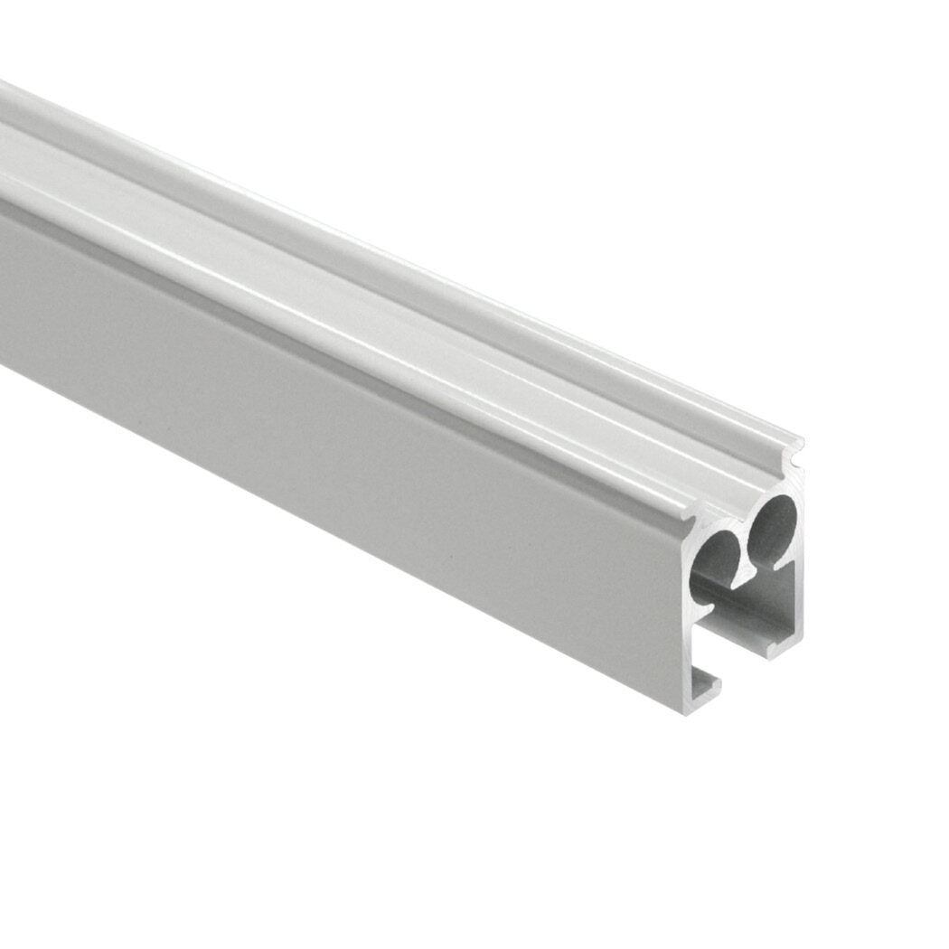 Heavy Duty Corded 21.4mm × 17mm rail end view showing the 6mm glider groove – white