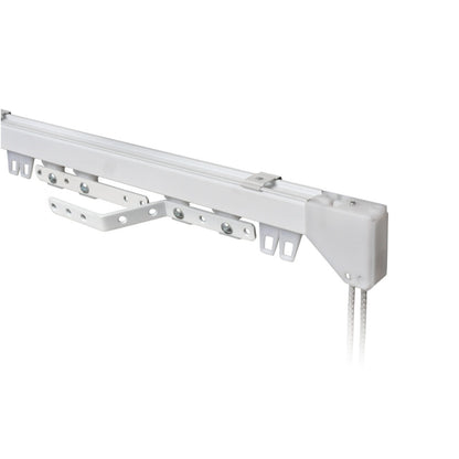 Heavy Duty Corded contract curtain track kit in white with standard gliders