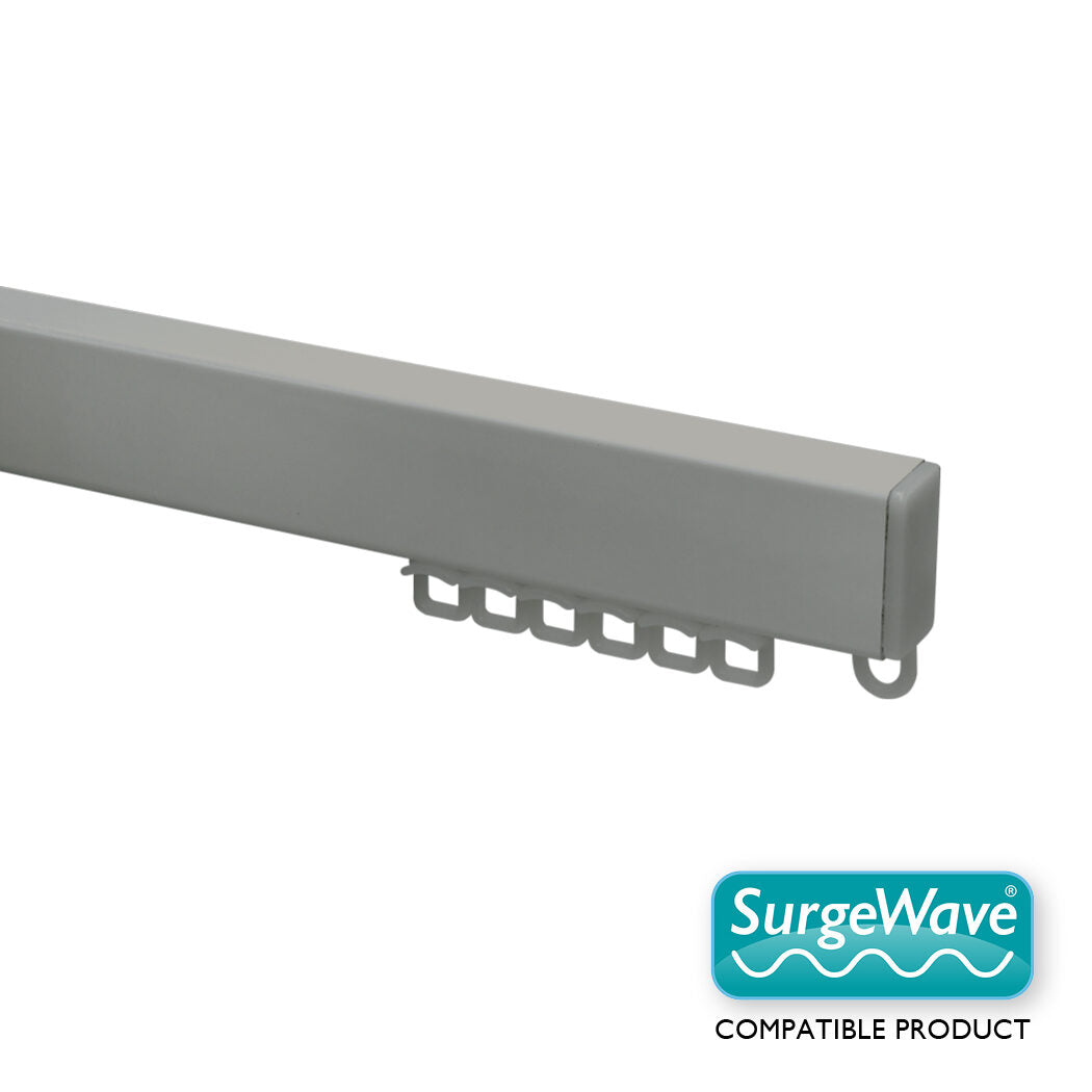 Heavy Duty H-Section contract curtain track kit in silver – SurgeWave 60mm gliders for wave curtains
