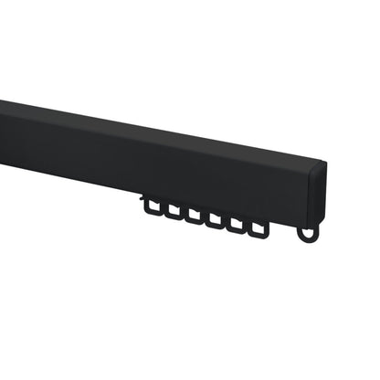 Heavy Duty H-Section contract curtain track kit in black – standard gliders