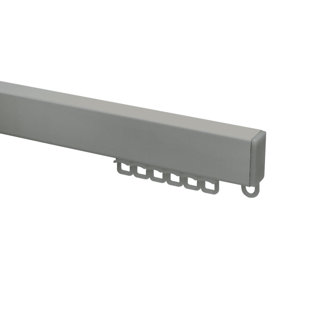 Heavy Duty H-Section contract curtain track kit in silver – standard gliders
