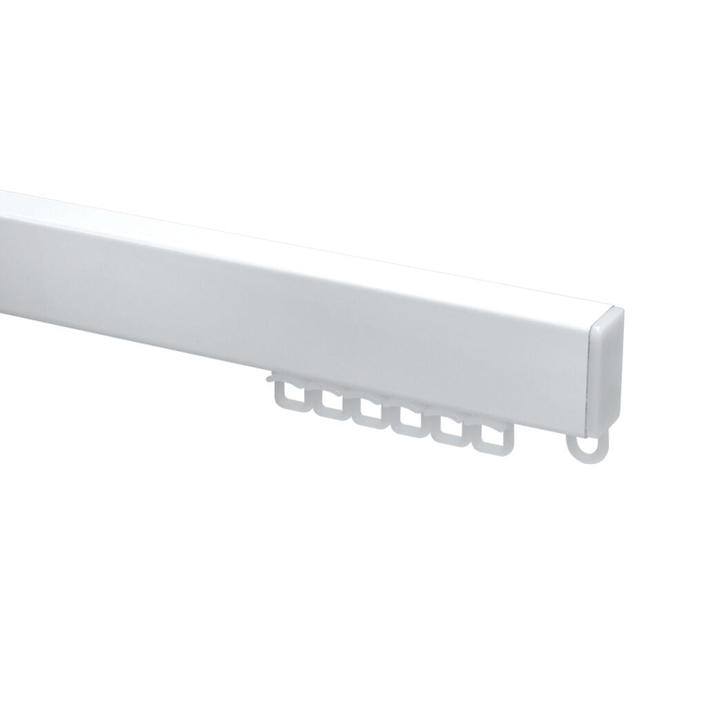 Heavy Duty H-Section contract curtain track kit in white – standard gliders