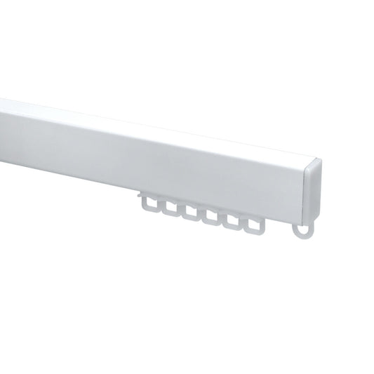 Heavy Duty H-Section contract curtain track kit in white – standard gliders