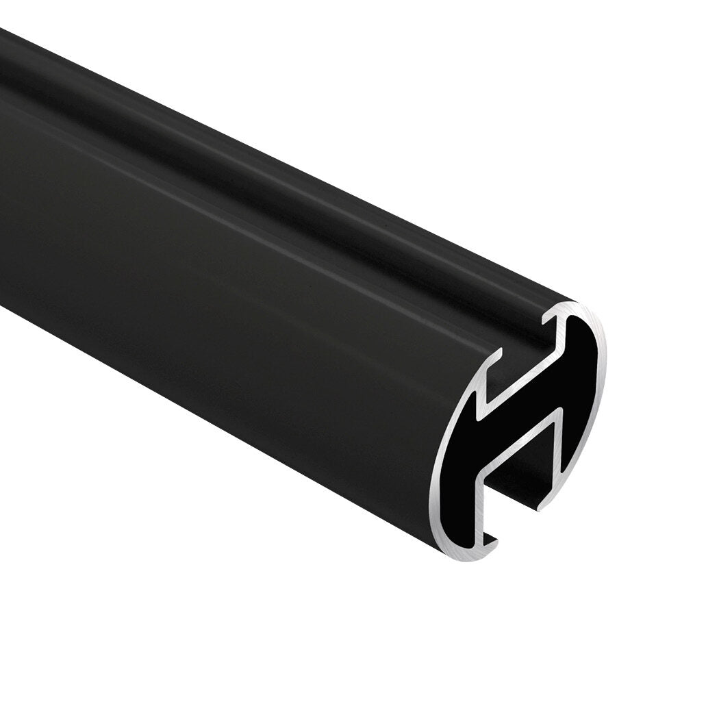 Motiva Round 28mm profile end view showing the 6mm glider groove – black
