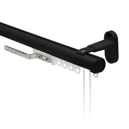Motiva Round Corded contract curtain track in black with standard gliders