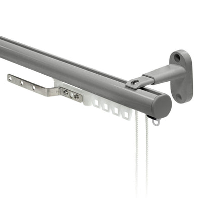 Motiva Round Corded contract curtain track in silver with standard gliders