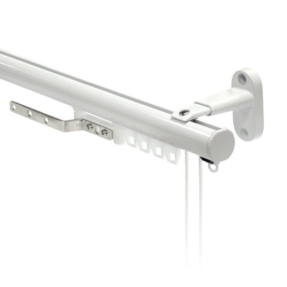 Motiva Round Corded contract curtain track in white with standard gliders