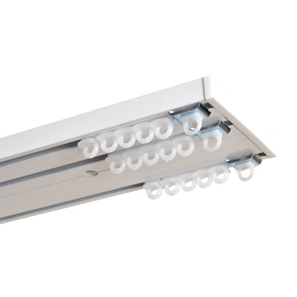 Project Ceiling Fix triple track kit in white – 1m kit with standard gliders, end caps and end stops