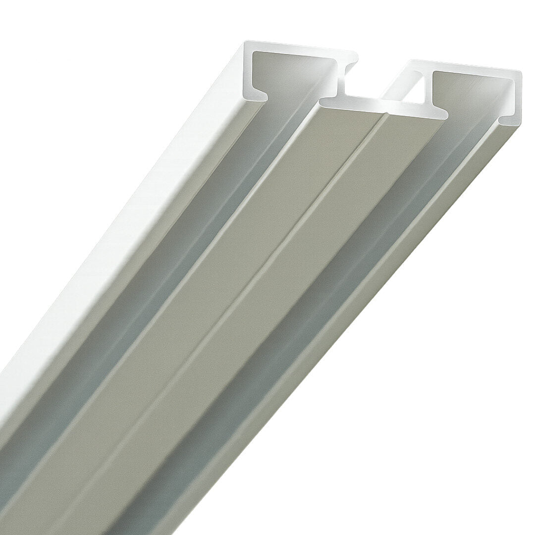 Slim-Line Project 77mm × 36mm double-groove profile end view showing the 6mm glider grooves and central fixing groove – white
