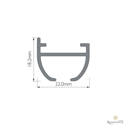 Silent Glide track profile drawing – Semi-circular profile, 18.2mm × 22mm