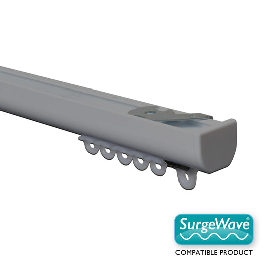 Silent Glide contract curtain track kit in silver – SurgeWave 60mm gliders for wave curtains