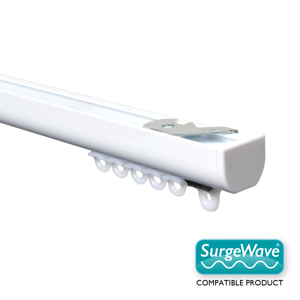 Silent Glide contract curtain track kit in white – SurgeWave 80mm gliders for wave curtains