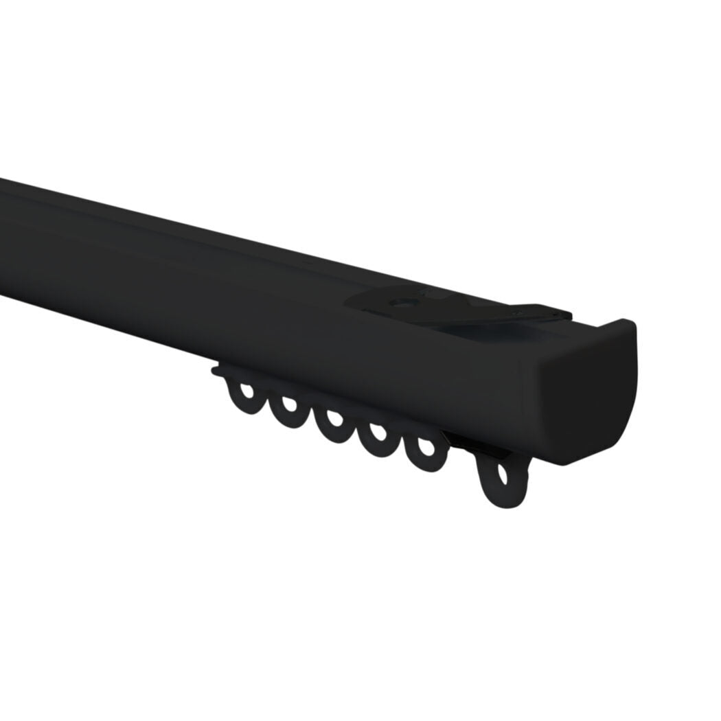 Silent Glide contract curtain track kit in black – standard gliders
