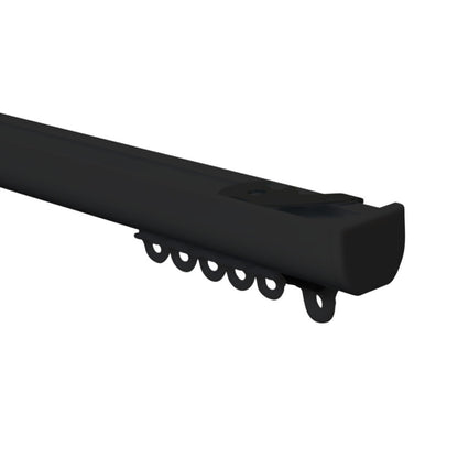 Silent Glide contract curtain track kit in black – standard gliders