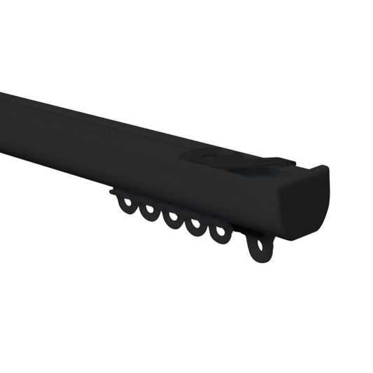 Silent Glide contract curtain track kit in black – standard gliders