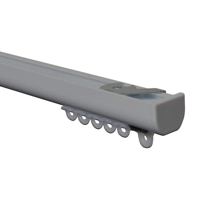 Silent Glide contract curtain track kit in silver – standard gliders