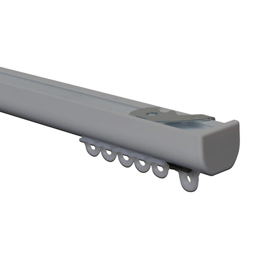 Silent Glide contract curtain track kit in silver – standard gliders
