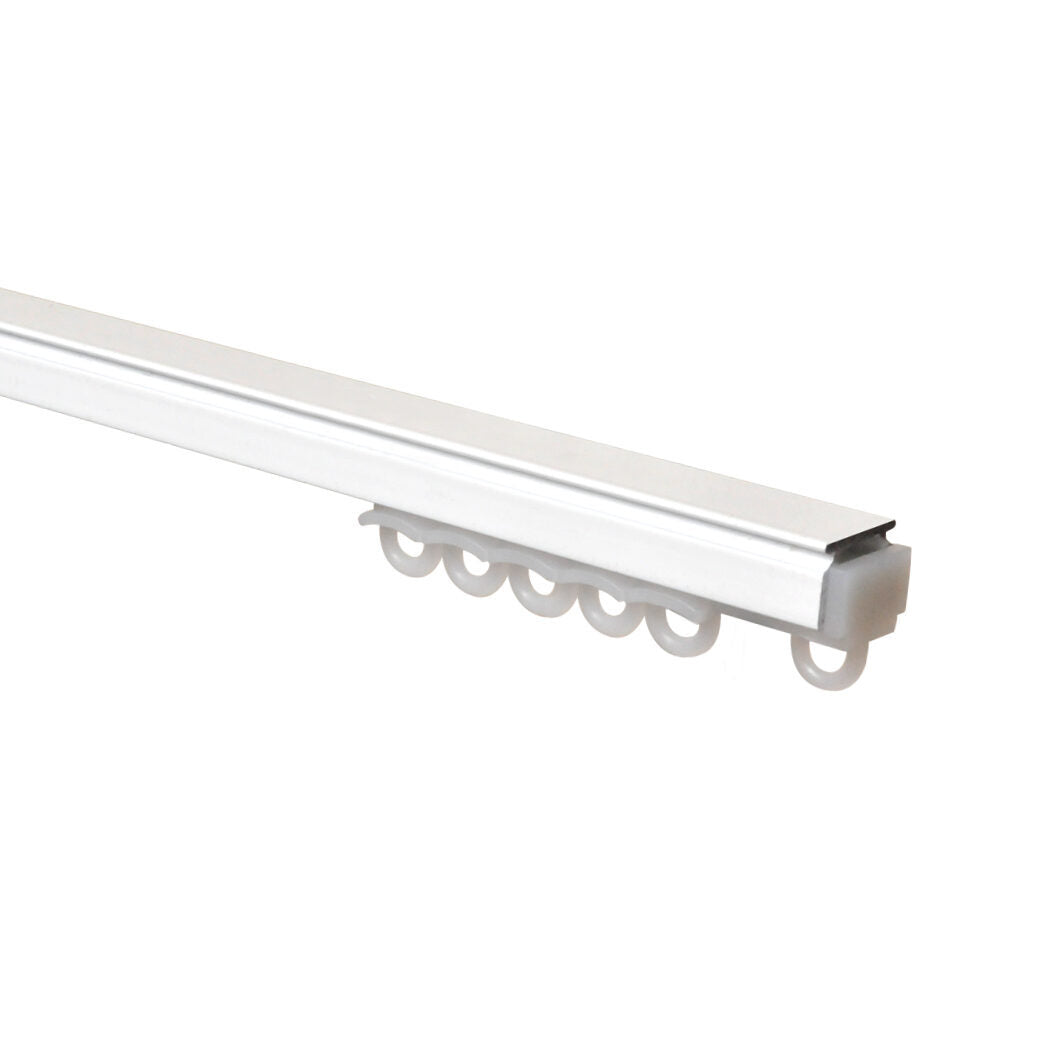 W-Section Uncorded contract curtain track kit in white with standard gliders