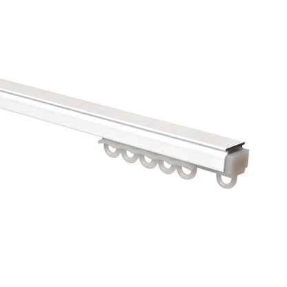 W-Section contract curtain track in white with standard gliders